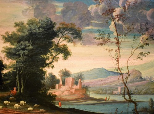 Paysage fantastique "Capriccio" école Flamande du XVIIe siècle - Romano Ischia